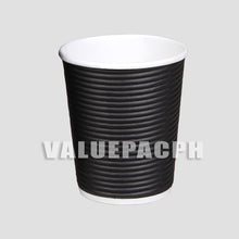 Load image into Gallery viewer, Valuepac Double Wall Paper Cup for Hot Drink or Coffee  8oz Rippled Black