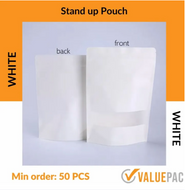 Stand Up Pouch with Window White