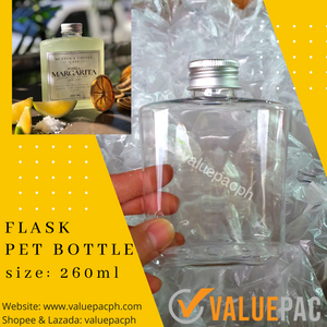 Valuepac Pet Bottle Flat Flask with Aluminum Lid