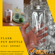 Load image into Gallery viewer, Valuepac Pet Bottle Flat Flask with Aluminum Lid
