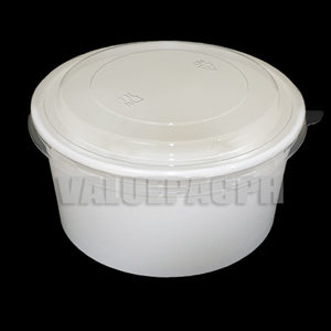 Salad Fruit Paper Bowl 1000ml (White Color) with Lid