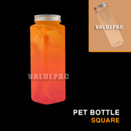 Valuepac PET Bottle Flat Square Bottle with Aluminum Lid