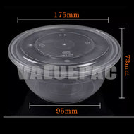 Valuepac Round Bowl Soup Bowl 1200ml Microwavable Container Clear