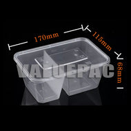 Valuepac Rectangle 1000ml 2 Division Microwavable Container Clear