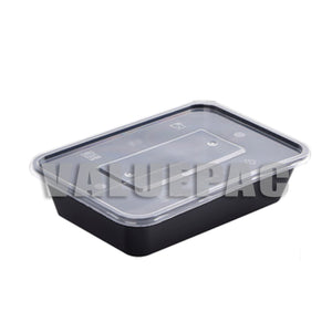 RE500 Rectangle Microwavable Container RE1000 with LId Black